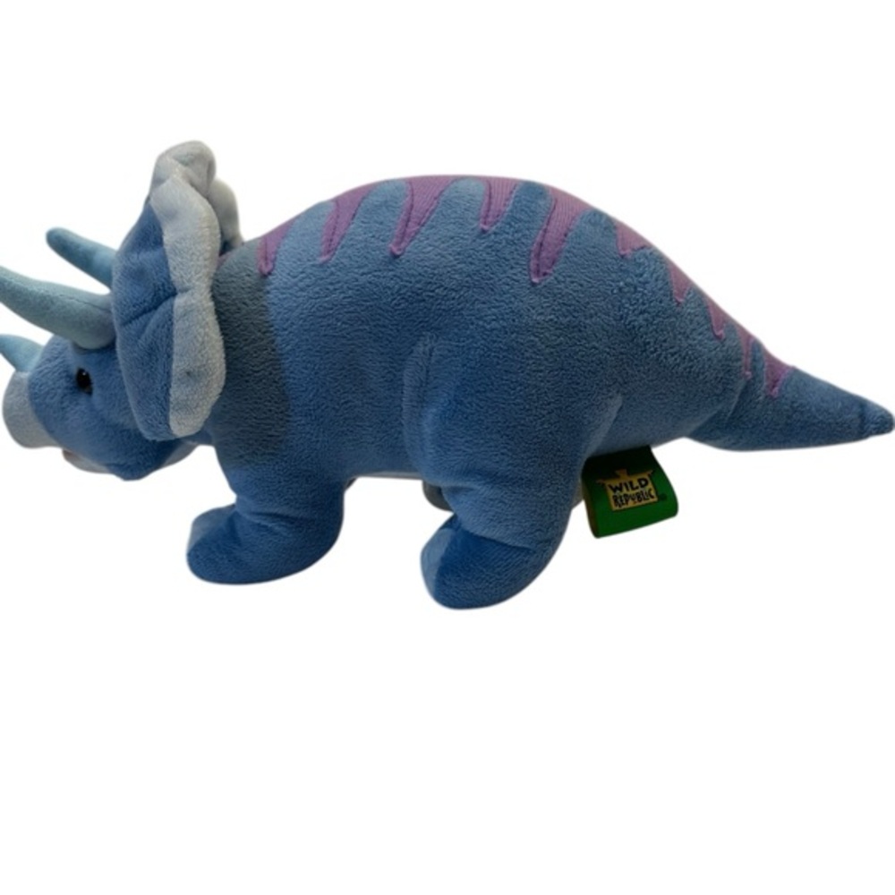 Wild Republic Blue Triceratops Dinosaur‎ Dinomites Soft Plush Toy 2013 EUC